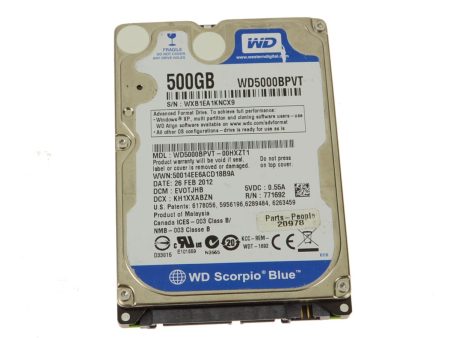 Used Western Digital 500gb SATA Laptop Hard Drive 5400 rpm WD5000BPVT Online Sale