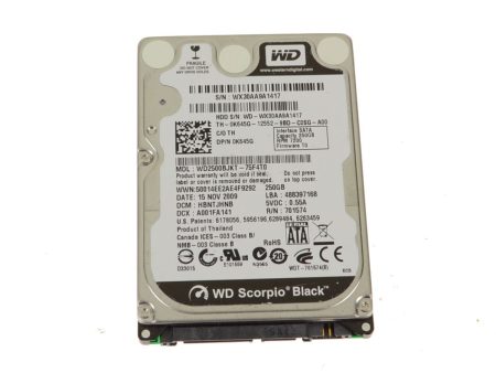 Used Western Digital Black 250gb SATA Laptop Hard Drive 3Gb s 7200rpm K645G Discount