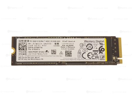 Used Western Digital SN810 512GB NVMe PCIE SSD Hard Drive M.2 2280 Card Gen4 x4 512GB 7WF74 on Sale